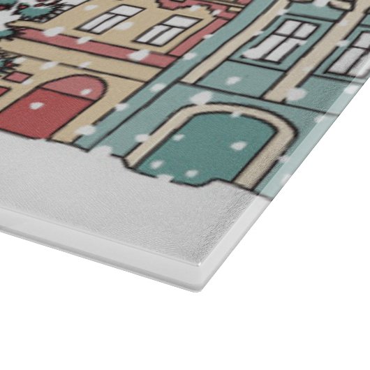 Winter Town Scene Snijplank (Hoek)