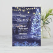 Winter Town Tree Lights Kerstfeest Kaart (Staand voorkant)