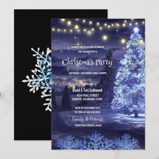 Winter Town Tree Lights Kerstfeest Kaart (Voorkant / Achterkant)