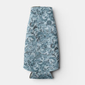 Winter traditioneel paisley bloemenblauw patroon flesjeskoeler (Voorkant)