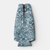 Winter traditioneel paisley bloemenblauw patroon flesjeskoeler (Achterkant)