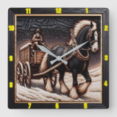 Winter Trail: Gepersonaliseerde Charred Wood Clyde Vierkante Klok (Voorkant)