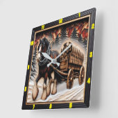 Winter Trail gepersonaliseerde verkoolde graan Cly Vierkante Klok (Hoek)