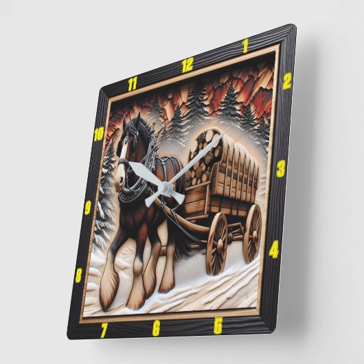 Winter Trail gepersonaliseerde verkoolde graan Cly Vierkante Klok (Hoek)