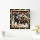 Winter Trail gepersonaliseerde verkoolde graan Cly Vierkante Klok (Huis)