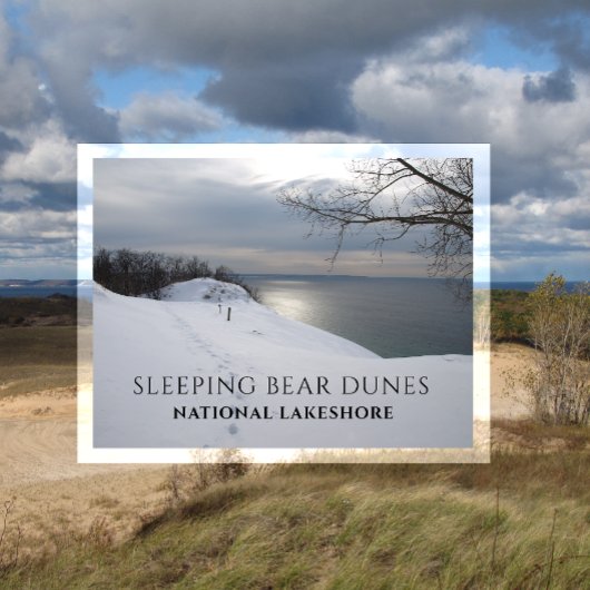 Winter Trail Lake Michigan, SLeeping Beer Dunes Briefkaart