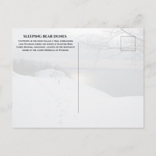 Winter Trail Lake Michigan, SLeeping Beer Dunes Briefkaart (Achterkant)