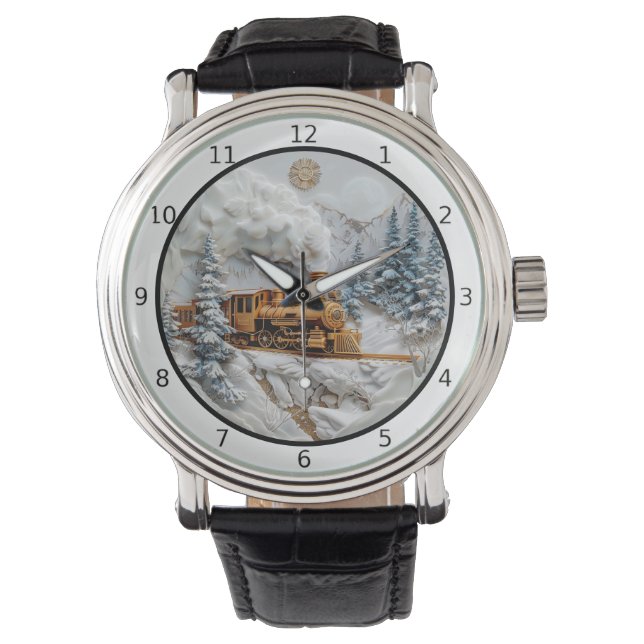 Winter train journey, elegance horloge (Voorkant)