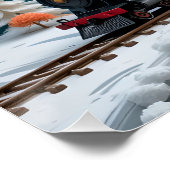 Winter Train Papercraft Scene Perfect Poster (Hoek)