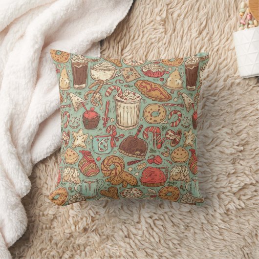 Winter Treats & Drinks Pattern | Cozy Café Holiday Kussen (Deken)
