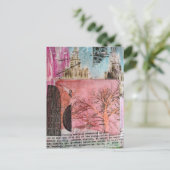 Winter Tree and Buildings Mixed Media Collage Briefkaart (Staand voorkant)