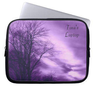 Winter Tree and Sky in Paarse laptophoes Laptop Sleeve