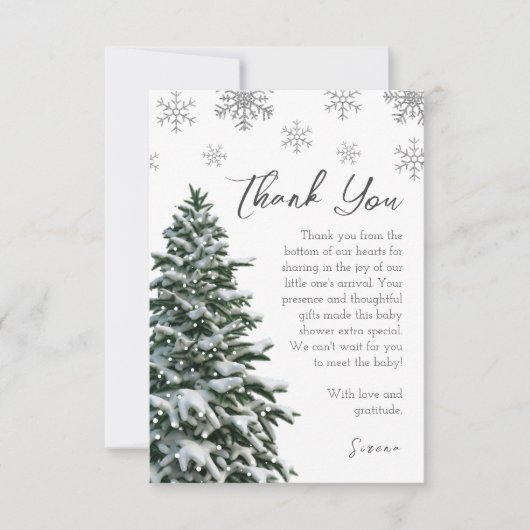 Winter Tree Baby shower Dank je kaart (Voorkant)