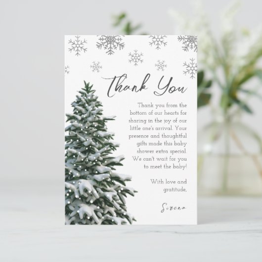 Winter Tree Baby shower Dank je kaart (Staand voorkant)