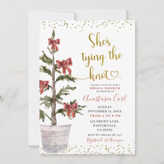 Winter Tree Bow Ze bindt het knoop vrijgezellenfee Kaart (Voorkant)