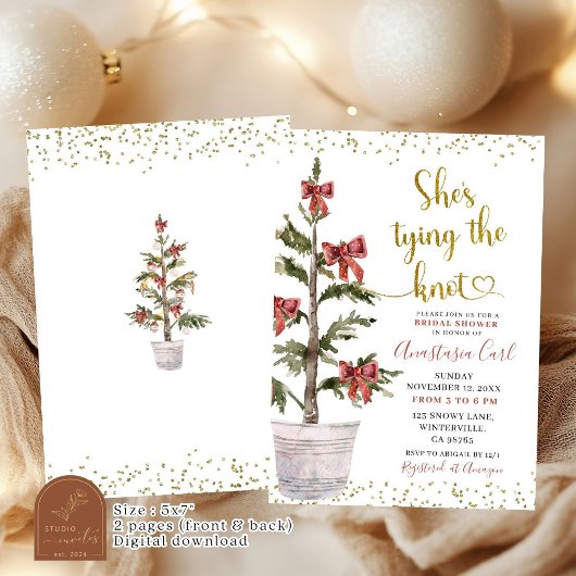 Winter Tree Bow Ze bindt het knoop vrijgezellenfee Kaart