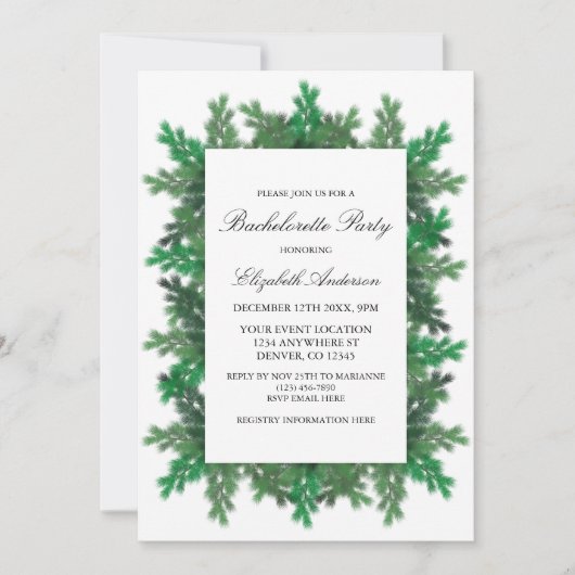 Winter Tree Branches Foto Bachelorette Party Kaart (Voorkant)