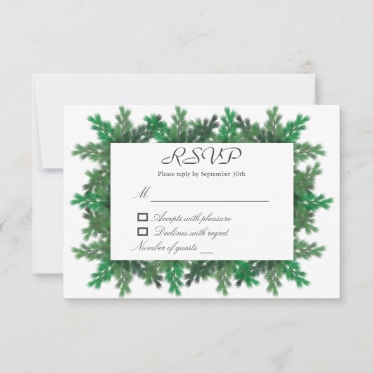 Winter Tree Branches Wedding RSVP Kaart (Voorkant)