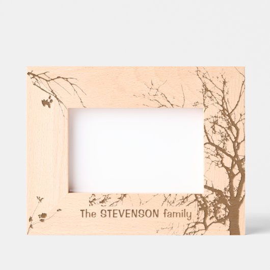 Winter Tree Family Name Laser geëtst Afbeelding Li Gegraveerde Lijstjes (Voorkant)