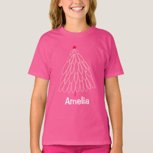 Winter Tree Girls Kinder gepersonaliseerde naam T-shirt