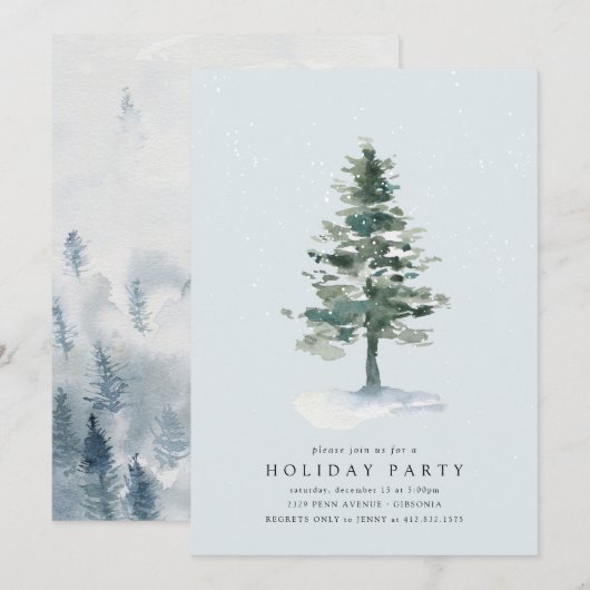 Winter Tree Holiday Card Kaart (Voorkant / Achterkant)