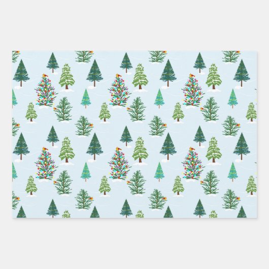 Winter Tree Holiday Trio Cadeauverpakking Inpakpapier Vel (Voorkant)