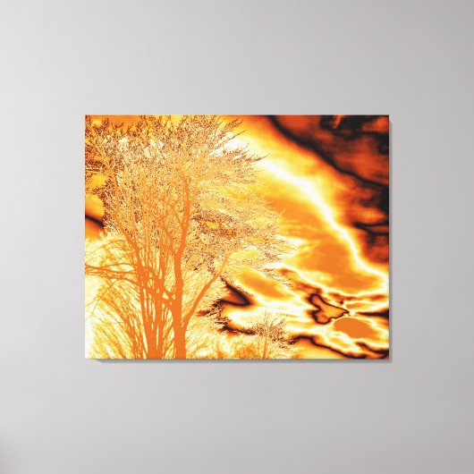 Winter Tree in Molten Gold op Wrapped Canvas Print (Voorkant)