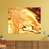 Winter Tree in Molten Gold op Wrapped Canvas Print (Insitu (Woonkamer))