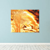 Winter Tree in Molten Gold op Wrapped Canvas Print (Insitu (Houten vloer))