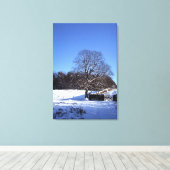 Winter Tree Lyme Park Holiday Card Canvas Afdruk (Insitu (Houten vloer))
