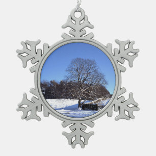 Winter Tree Lyme Park Holiday Card Poster Tin Sneeuwvlok Ornament