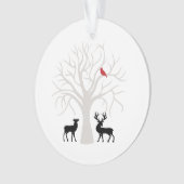 Winter Tree Red Kardinaal Der Kerstversiering Ornament (voorkant)