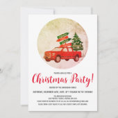 Winter Tree  Rode Truck Kerstfeest Kaart (Voorkant)