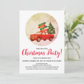 Winter Tree  Rode Truck Kerstfeest Kaart (Staand voorkant)