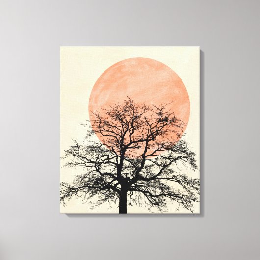 Winter Tree Silhouette Sun Canvas Afdruk (Voorkant)