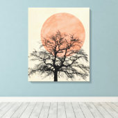 Winter Tree Silhouette Sun Canvas Afdruk (Insitu (Houten vloer))