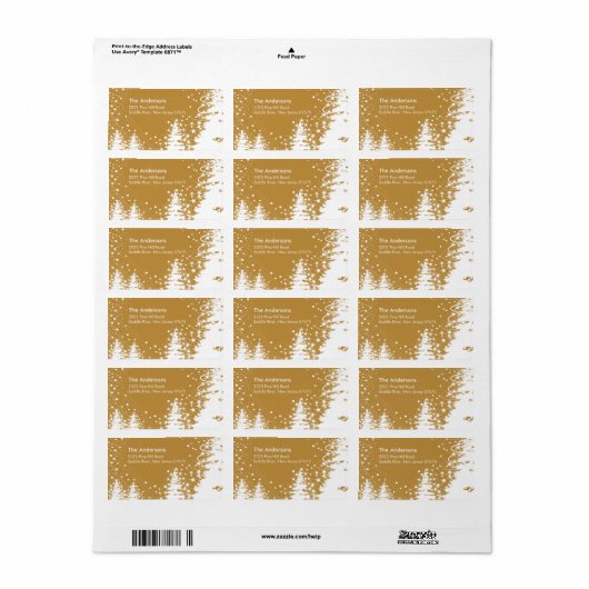 Winter Tree Sneeuwscène Retouradres Label (Full Sheet)