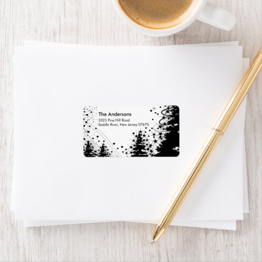 Winter Tree Sneeuwscène Retouradres Label (Insitu)