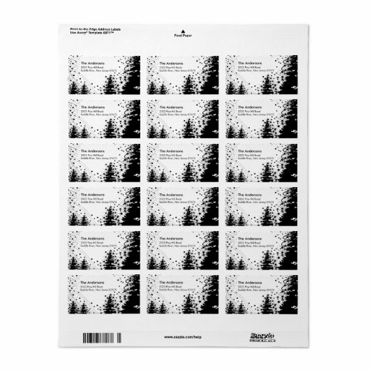 Winter Tree Sneeuwscène Retouradres Label (Full Sheet)