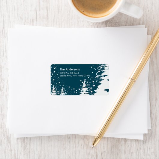 Winter Tree Sneeuwscène Retouradres Label (Insitu)