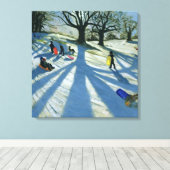 Winter Tree Snow Sledgers Calke Abbey Derby Canvas Afdruk (Insitu (Houten vloer))