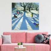 Winter Tree Snow Sledgers Calke Abbey Derby Canvas Afdruk (Insitu (Woonkamer))