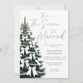 Winter Tree White Bows Tinsel Chic Vrijgezellenfee Kaart (Voorkant)