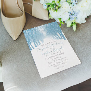 Winter Trees Avenue Elegante bruiloft uitnodiging