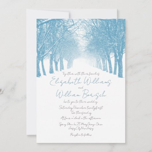 Winter Trees Avenue Elegante bruiloft uitnodiging (Voorkant)