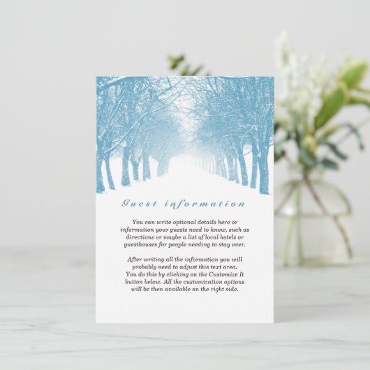 Winter Trees Avenue Wedding Insert Kaart (Staand voorkant)