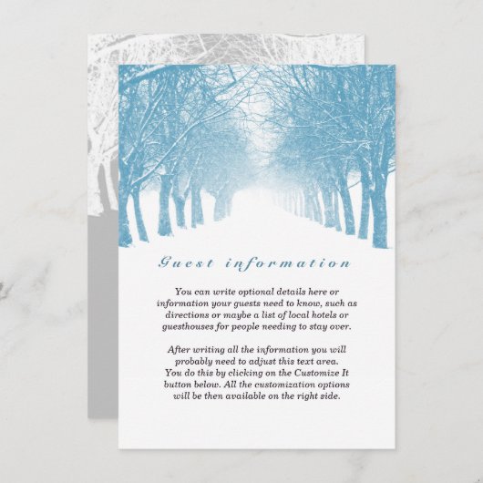 Winter Trees Avenue Wedding Insert Kaart (Voorkant / Achterkant)