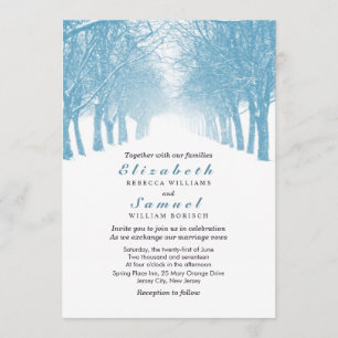Winter Trees Avenue Wedding Invitation Kaart