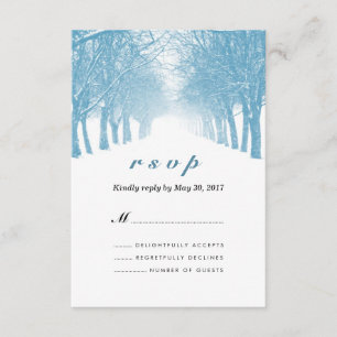 Winter Trees Avenue Wedding RSVP Kaart