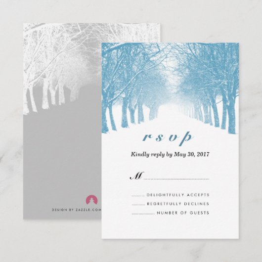 Winter Trees Avenue Wedding RSVP Kaart (Voorkant / Achterkant)